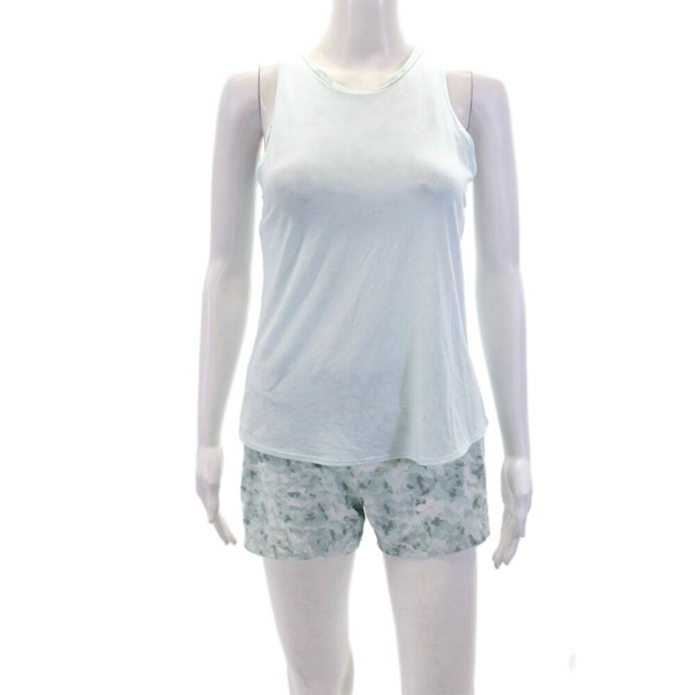Athleta Girl Womens Sleeveless Layered Tank Top Shorts Set Blue Size XL